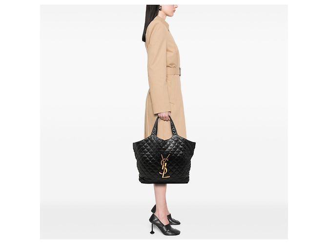 Autre Marque Saint Laurent Icare Shopping Tote Maxi aus gestepptem Lammleder in Schwarz - Ansicht 6