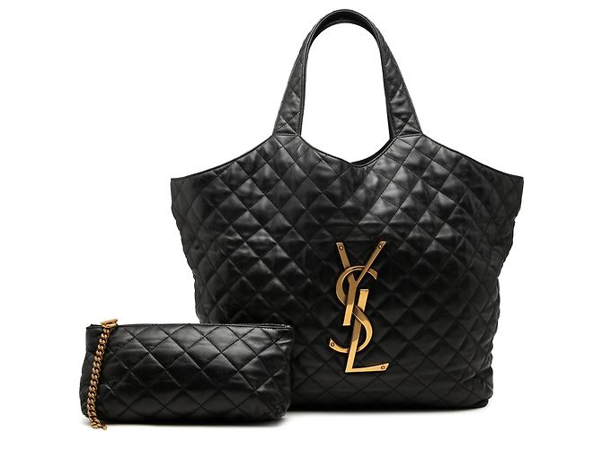Autre Marque Saint Laurent Icare Shopping Tote Maxi aus gestepptem Lammleder in Schwarz - Ansicht 7
