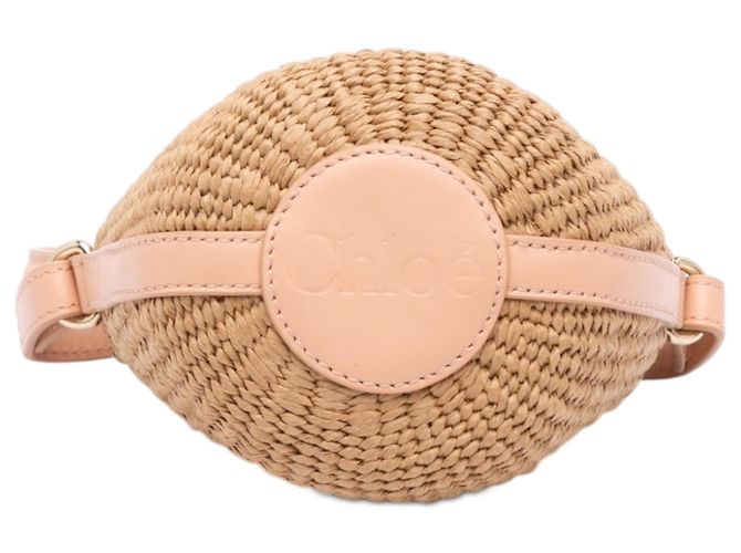 Sac Panier Chloé Beige Mifuko Mini en Raphia avec Médaille Cheval - vue 3