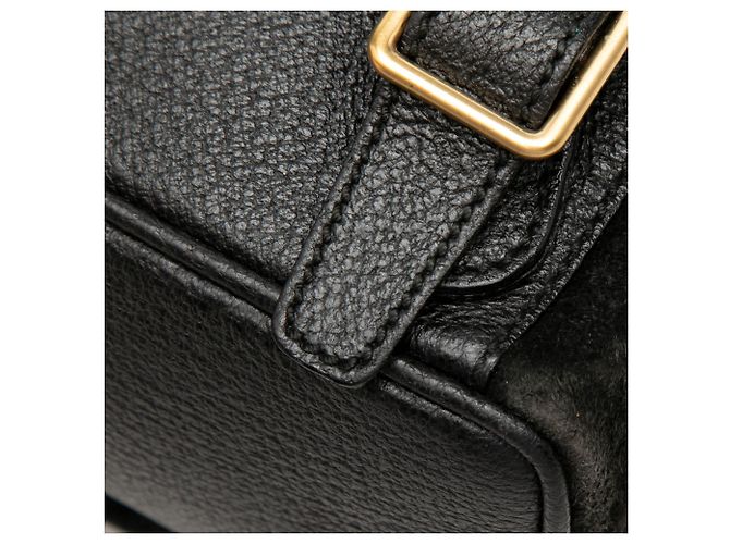 Gucci Black Suede Bamboo Drawstring Backpack - view 6