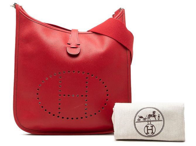 Hermès Red Epsom Evelyne III PM Vermelho - vista 8