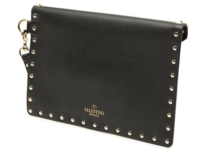 Clutch da polso a busta Rockstud Valentino in vitello nero - vista 2