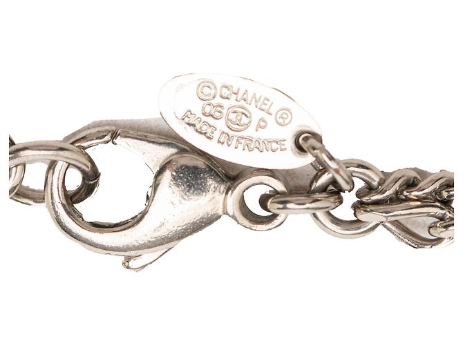 Collana con pendente Chanel Silver CC in ottone a doppia catena Argento - vista 5