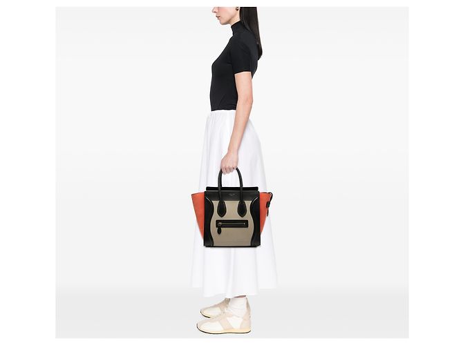 Céline Celine Beige Micro Tricolor Leather Luggage Tote - vista 7