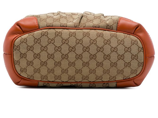 Borsa Satchel Gucci Sukey in tela GG beige - vista 3