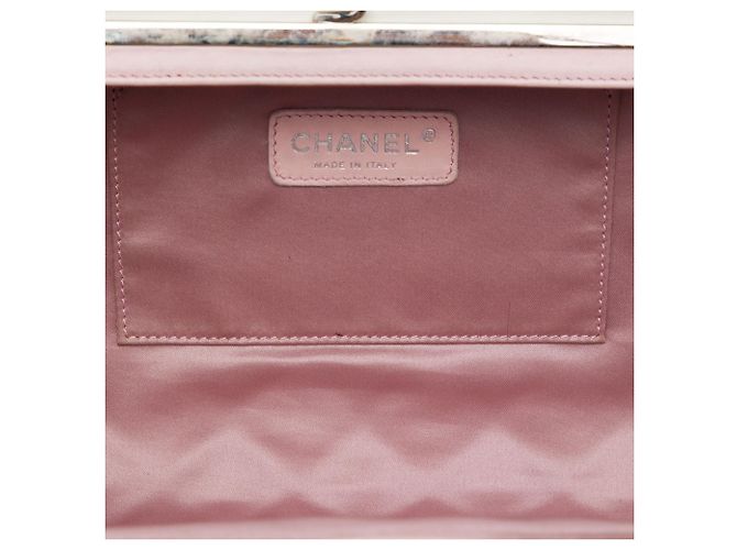 Clutch Chanel Black CC Quilted Lambskin Pearl Kiss Lock Nero - vista 4