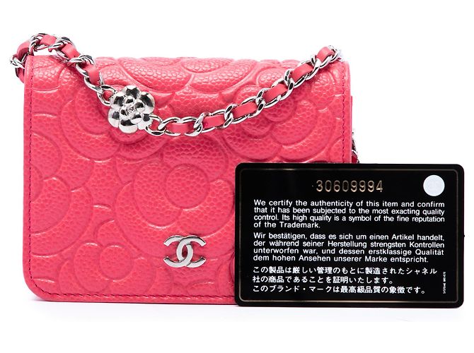 Chanel Pink CC Embossed Caviar Camellia Gürteltasche mit Kette - Ansicht 7