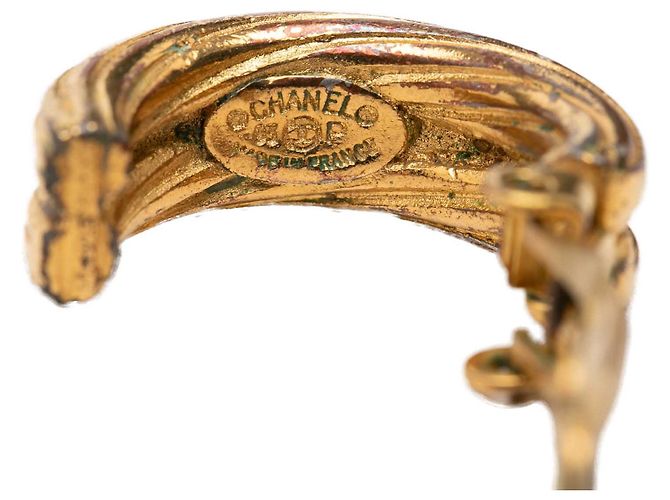 Orecchini a cerchio a clip Chanel Gold CC placcati in oro D'oro - vista 3
