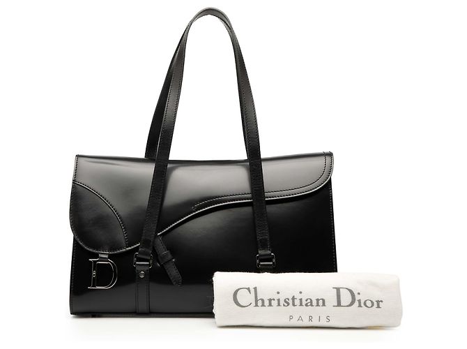 Autre Marque Borsa Saddle Dior con patta in vernice nera Nero - vista 8