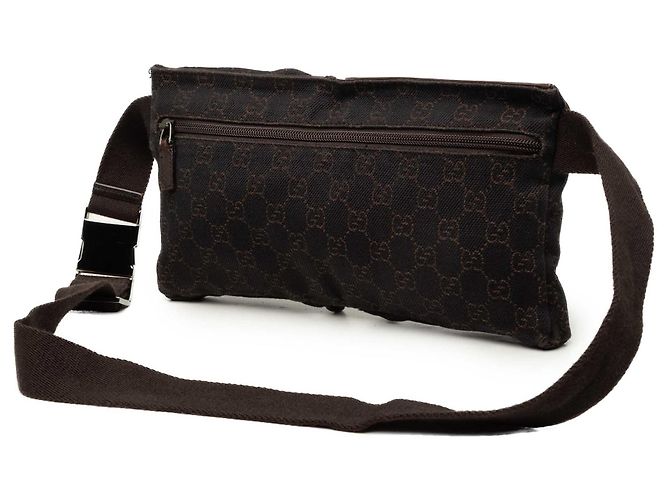 Bolso cinturón Gucci de lona GG marrón con doble bolsillo Castaño Marrón oscuro - vista 2