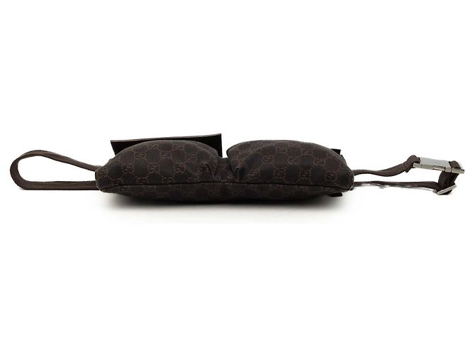 Bolso cinturón Gucci de lona GG marrón con doble bolsillo Castaño Marrón oscuro - vista 3