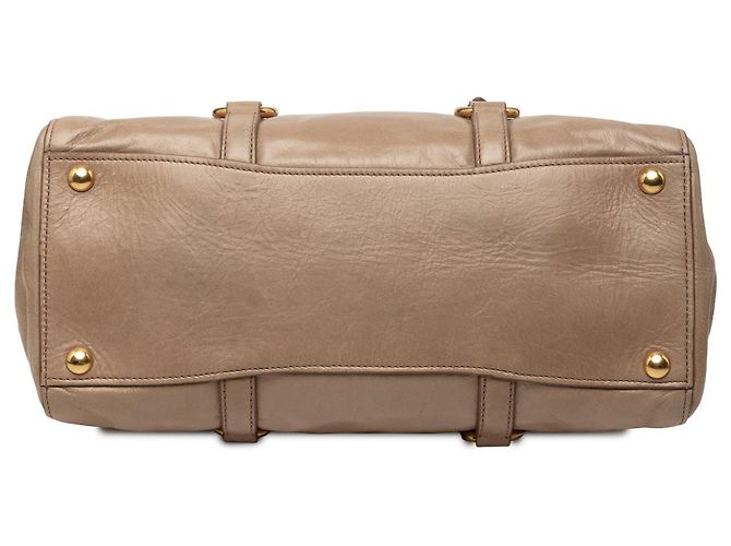 Borsa Satchel Miu Miu Beige Vitello Shine - vista 3