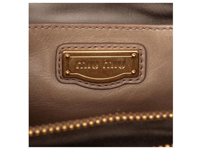 Borsa Satchel Miu Miu Beige Vitello Shine - vista 5