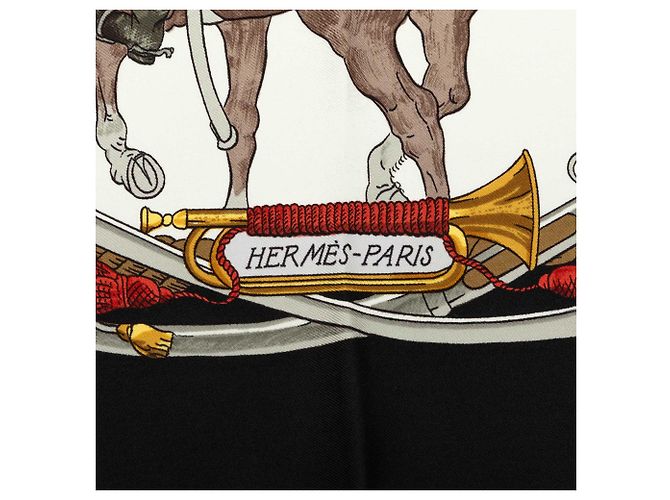 Pañuelo de seda Hermès Black Marine et Cavalerie 90 Negro - vista 2
