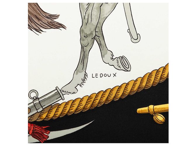 Pañuelo de seda Hermès Black Marine et Cavalerie 90 Negro - vista 3