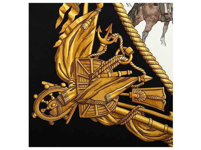 Pañuelo de seda Hermès Black Marine et Cavalerie 90 Negro - vista 5