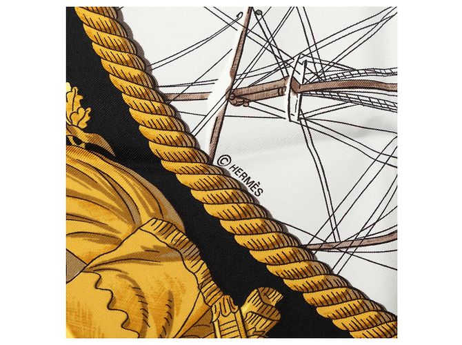 Pañuelo de seda Hermès Black Marine et Cavalerie 90 Negro - vista 7