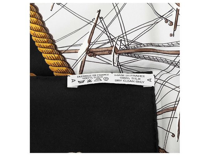 Pañuelo de seda Hermès Black Marine et Cavalerie 90 Negro - vista 8