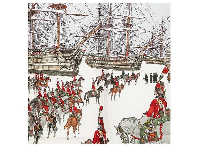 Pañuelo de seda Hermès Black Marine et Cavalerie 90 Negro - vista 9