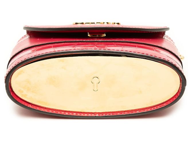 Bolsa Satchel Aby Lock Chloé em couro com relevo de crocodilo vermelho - vista 3