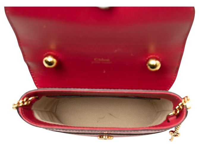 Bolsa Satchel Aby Lock Chloé em couro com relevo de crocodilo vermelho - vista 4