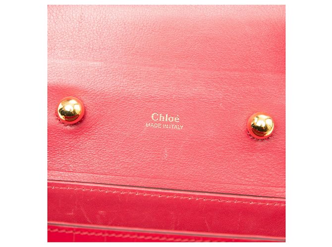 Bolsa Satchel Aby Lock Chloé em couro com relevo de crocodilo vermelho - vista 5
