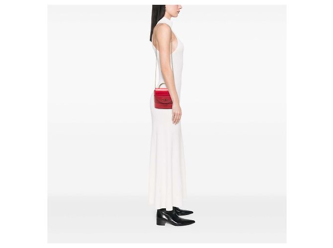 Bolsa Satchel Aby Lock Chloé em couro com relevo de crocodilo vermelho - vista 6