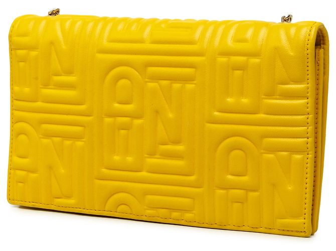 Clutch de corrente Fendi em Nappa com logo em relevo amarelo - vista 2