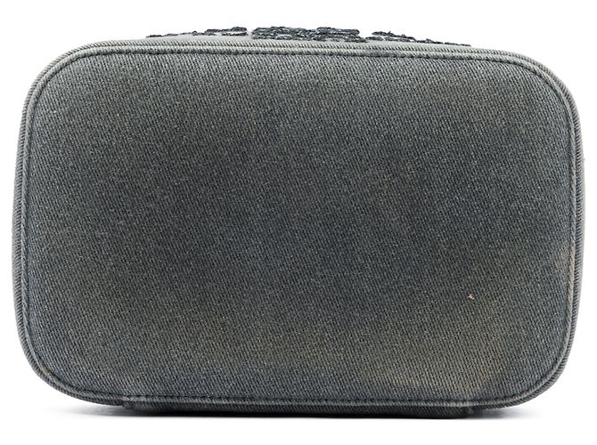 Borsa beauty Chanel Deauville in denim grigio con paillettes - vista 3