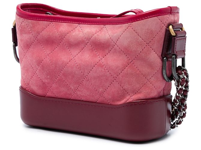 Chanel Gabrielle Hobo Piccola in Camoscio Matelassé Rossa Rosso - vista 2