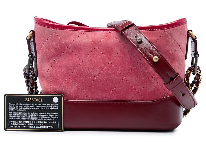 Chanel Gabrielle Hobo Piccola in Camoscio Matelassé Rossa Rosso - vista 6