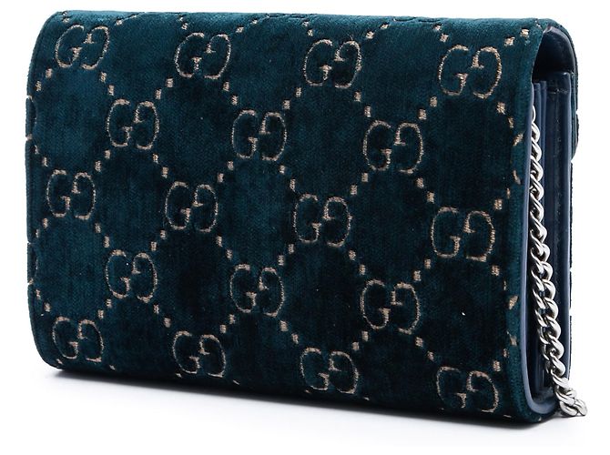 Portafoglio con catena Dionysus in velluto blu GG di Gucci Blu navy - vista 2