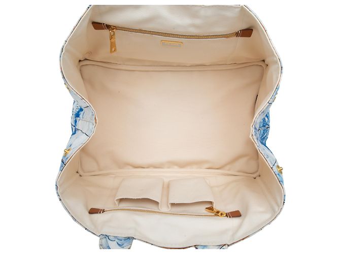 Bolso Satchel Prada Blue Large Canvas Canapa Azulejos - vista 4