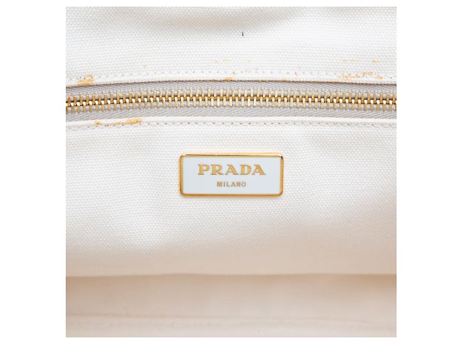 Bolso Satchel Prada Blue Large Canvas Canapa Azulejos - vista 5