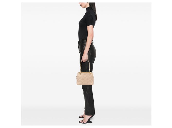 Chanel Brown Petite Caviar Timeless Tote Castaño Beige - vista 5