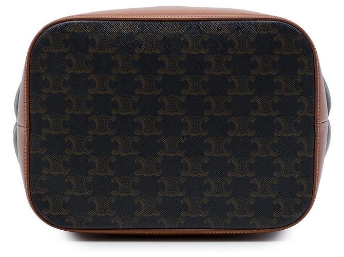 Céline Bolso bucket Celine Medium Triomphe de lona revestida marrón Castaño Marrón oscuro - vista 3
