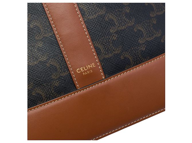 Céline Bolso bucket Celine Medium Triomphe de lona revestida marrón Castaño Marrón oscuro - vista 5