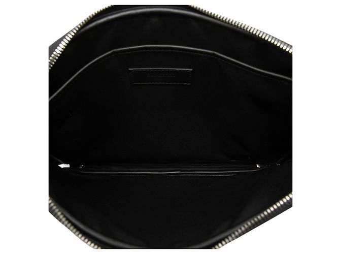 Custodia per laptop Burberry in pelle di vitello goffrata con monogramma TB nero - vista 4
