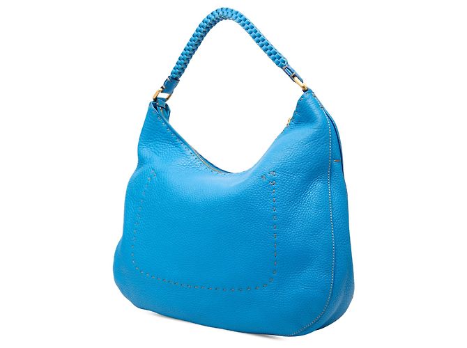 Borsa a tracolla Selleria Fendi in pelle martellata blu - vista 2