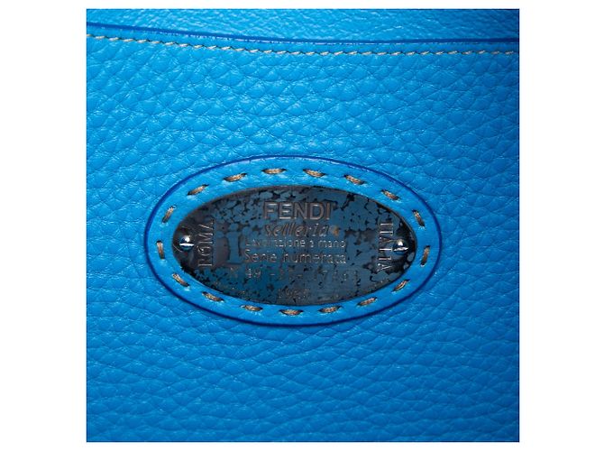 Borsa a tracolla Selleria Fendi in pelle martellata blu - vista 5