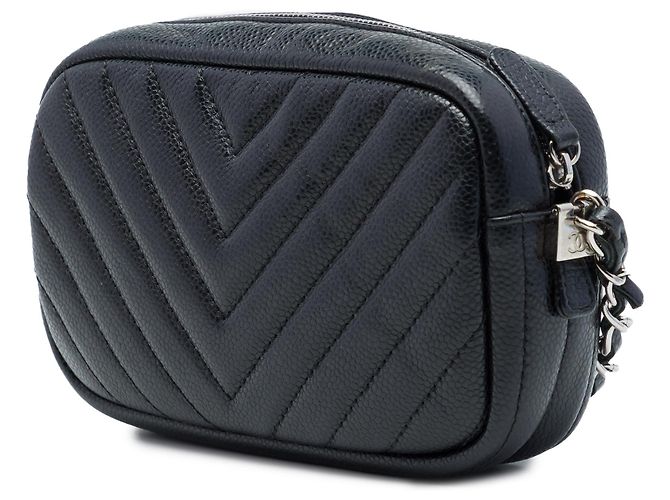 Borsa Camera Chanel Black CC Chevron Caviar Nero - vista 2