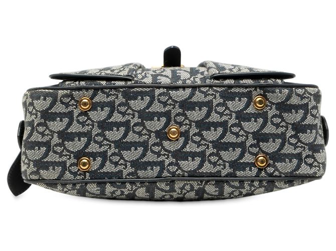 Autre Marque Dior Blue Mini Diorissimo Trotter Canvas Double Saddle Bowler Bag Blau - Ansicht 3