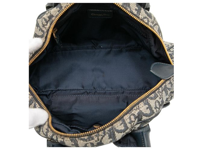 Autre Marque Dior Blue Mini Diorissimo Trotter Canvas Double Saddle Bowler Bag Blau - Ansicht 4