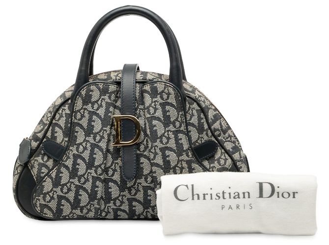 Autre Marque Dior Blue Mini Diorissimo Trotter Canvas Double Saddle Bowler Bag Blau - Ansicht 8