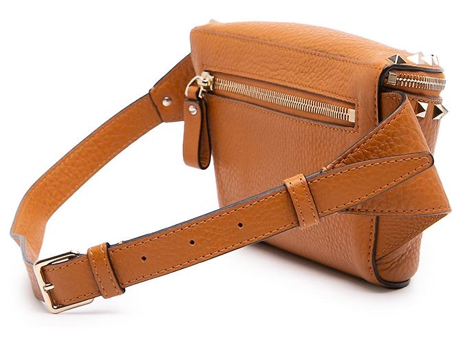 Borsa cintura Valentino Rockstud in vitello grana marrone Bronzo - vista 2