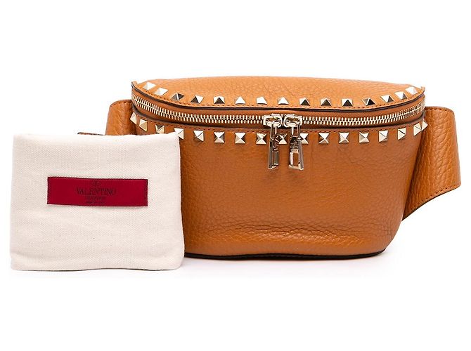 Borsa cintura Valentino Rockstud in vitello grana marrone Bronzo - vista 7