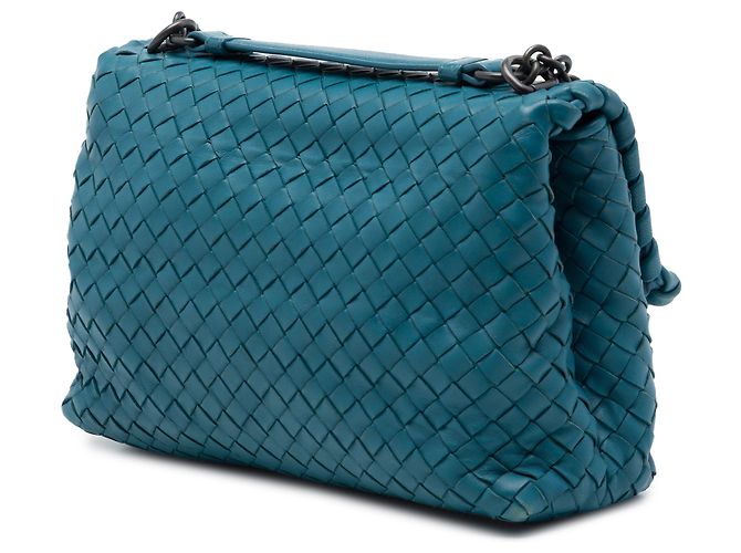 Borsa a tracolla Olimpia Small in Nappa Intrecciato blu Bottega Veneta - vista 2