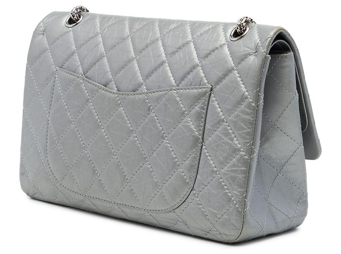 Chanel Silver Quilted Metallic Aged Calfskin Reissue 2.55 Double Flap 227 Argenté - vue 2
