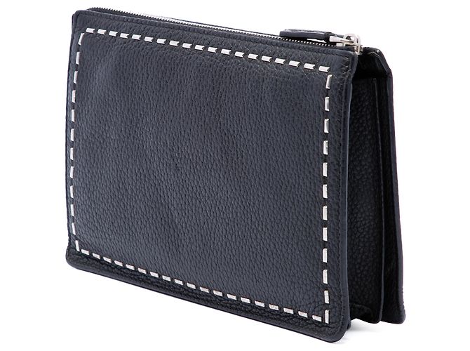 Clutch Selleria Fendi in pelle nera Nero - vista 2