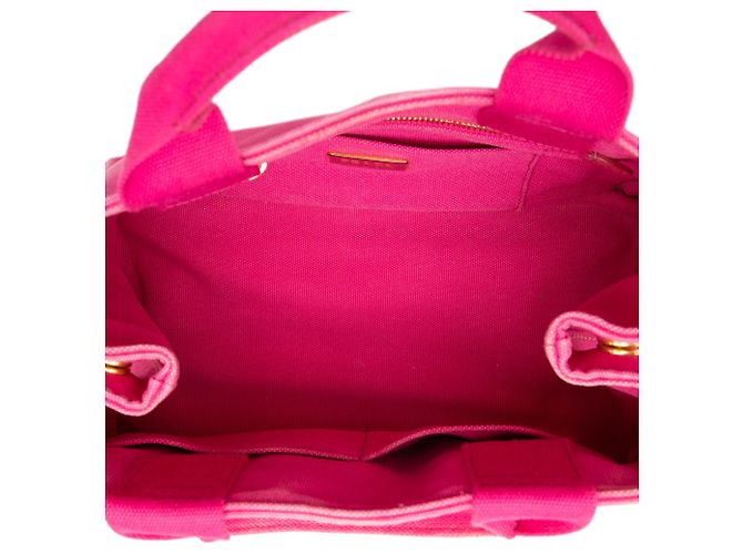 Prada Small Canvas Canapa Logo Tote Rosa - vista 4